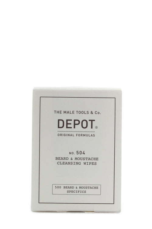 DEPOT NO. 504 BEARD & MOUSTACHE CLEANSING WIPES SALVIETTE BARBA E BAFFI 12 PZ.