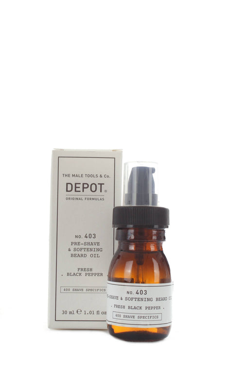 DEPOT NO. 403 PRE-SHAVE & SOFTENING BEARD OIL OLIO PRE BARBA 30 ML FRESH BLACK PEPPER