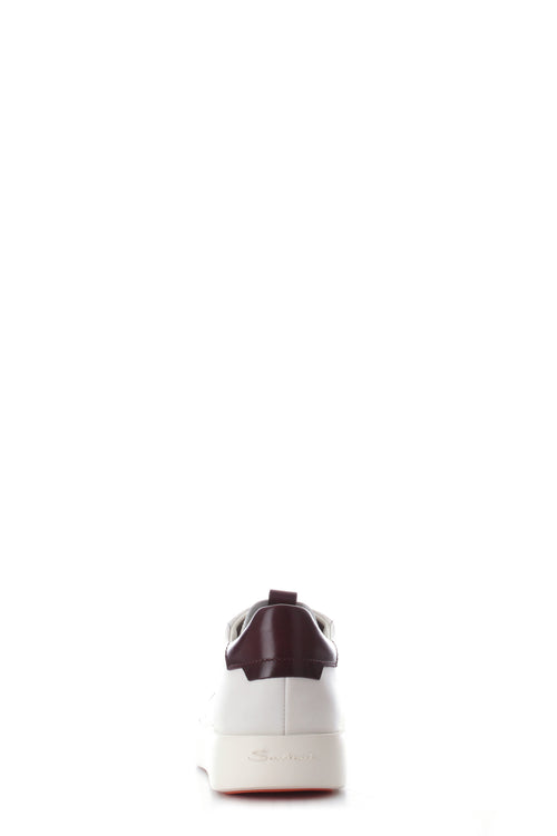 Santoni sneakers in pelle bianco/bordeaux da uomo,MBWI21303BARXDSPI51