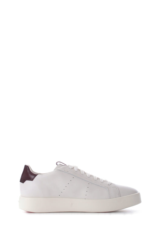 Santoni sneakers in pelle bianco/bordeaux da uomo,MBWI21303BARXDSPI51