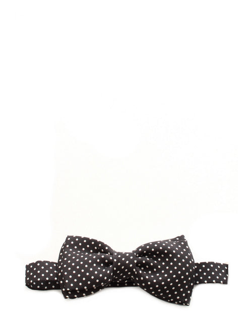 Fefè papillon fatto a mano in seta elegante da uomo nero, PAPDIS32