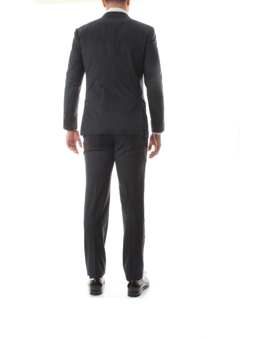 Kiton abito smoking in lana blu da uomo,UASM861K0102402004