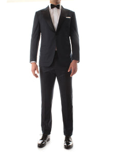 Kiton abito smoking in lana blu da uomo,UASM861K0102402004