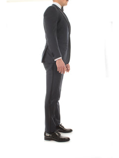 Kiton abito smoking in lana blu da uomo,UASM861K0102402004