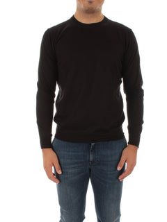 Fedeli ARGENTINA maglia in misto seta e cashmere nero da uomo,5UI07119