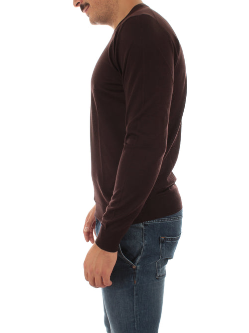 Fedeli ARGENTINA maglia in misto seta e cashmere marrone da uomo,5UI07119
