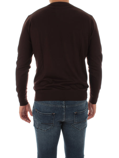 Fedeli ARGENTINA maglia in misto seta e cashmere marrone da uomo,5UI07119