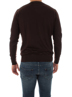 Fedeli ARGENTINA maglia in misto seta e cashmere marrone da uomo,5UI07119