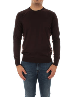 Fedeli ARGENTINA maglia in misto seta e cashmere marrone da uomo,5UI07119