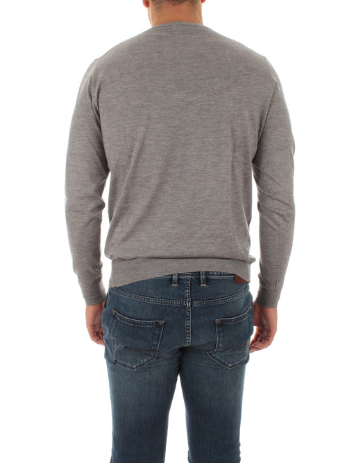 Fedeli ARGENTINA maglia in misto seta e cashmere grigio da uomo,5UI07119