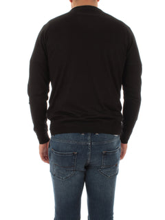 Fedeli pullover in misto seta e cashmere nero da uomo,5UI07135