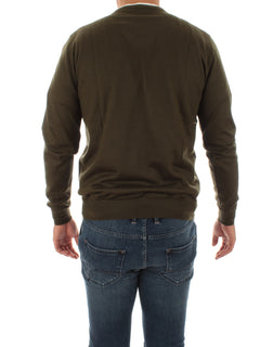 Fedeli pullover in misto seta e cashmere verde da uomo,5UI07135
