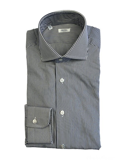 Barba camicia a righe in cotone bianco/blu da uomo,30119 U13