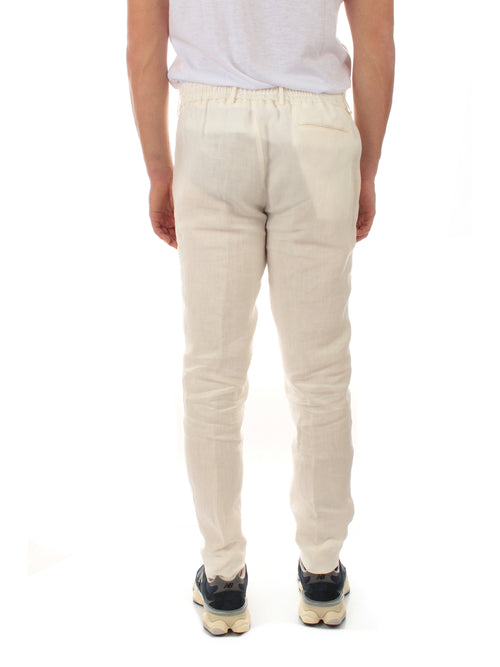 Berwich SPIAGGIA pantalone in lino da uomo white