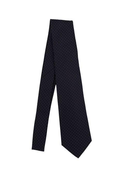 Luigi Borrelli cravatta 7 pieghe in seta da uomo blu a pois