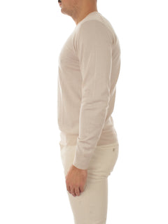 Fedeli maglia girocollo in misto cashmere e seta da uomo burro