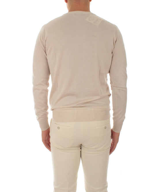 Fedeli maglia girocollo in misto cashmere e seta da uomo burro