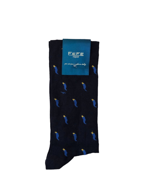 Fefè calze da uomo fondo blu corni azzurri