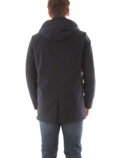 Woolrich Cappotto Barrow Mac in Tech Softshell da uomo melton blue