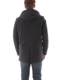 Woolrich Cappotto Barrow Mac in Tech Softshell da uomo melton blue