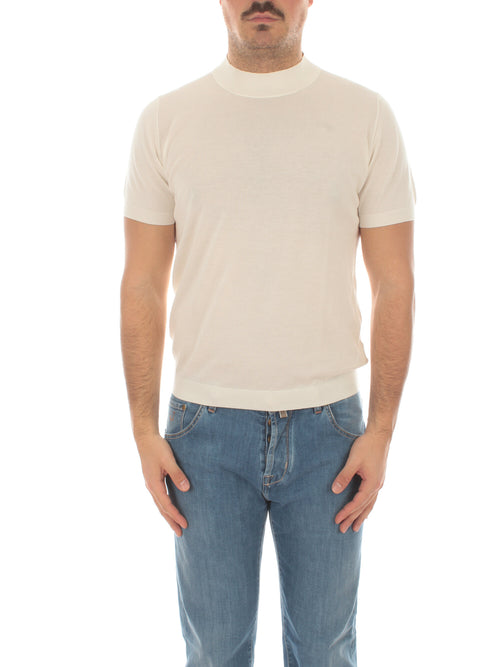 Drumohr T-shirt lupetto a manica corta da uomo panna