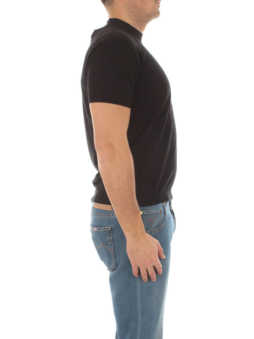 Drumohr T-shirt lupetto a manica corta da uomo nero
