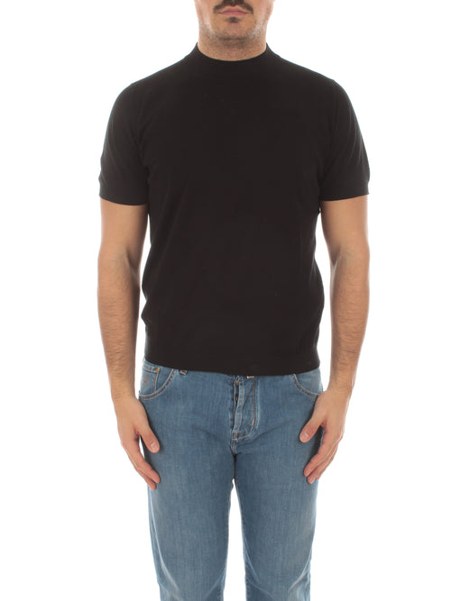 Drumohr T-shirt lupetto a manica corta da uomo nero