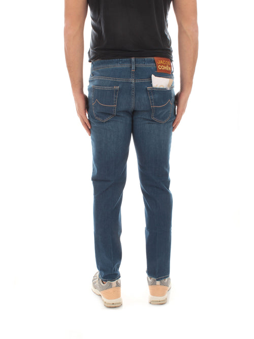 Jacob Cohen jeans scott cropped carrot slim da uomo blu medio