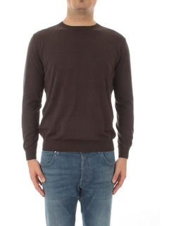 Kangra maglia in misto seta a maniche lunghe da uomo ebano