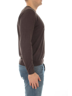 Kangra maglia in misto seta a maniche lunghe da uomo ebano