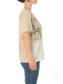 Marina Rinaldi Sport Sagitta t-shirt in jersey con stampa da donna sabbia