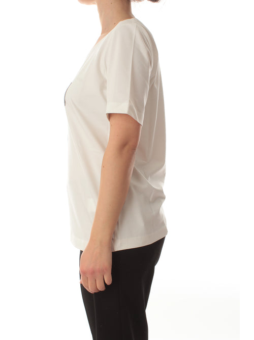 Persona by Marina Rinaldi Oscuri t-shirt in jersey di cotone da donna bianco seta