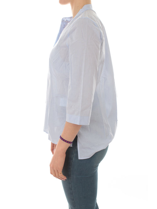 Emme Marella EDISON camicia coreana da donna a righe celeste/bianco