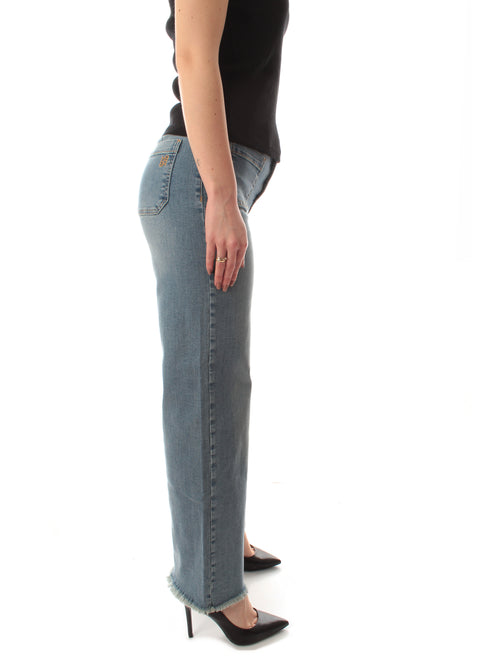 Emme Marella Palma jeans wide leg da donna blu chiaro