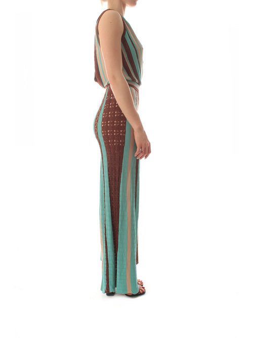 Akep jumpsuit in maglia in punto pizzo a righe con lurex da donna moro