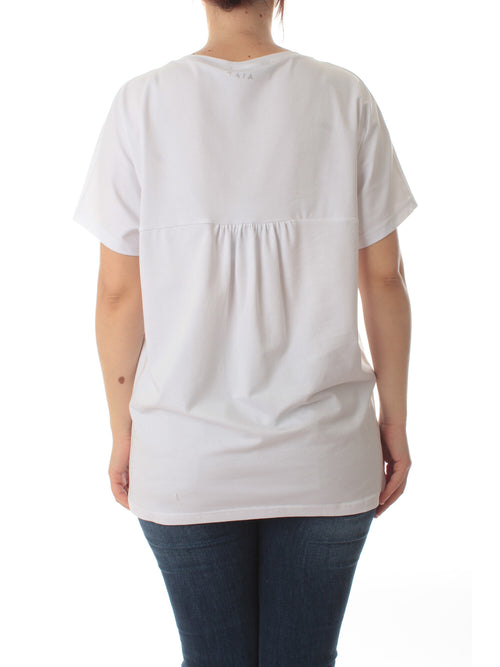 Gaia Life T-shirt con stampa e strass da donna panna