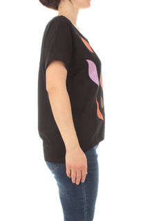 Gaia Life T-shirt con stampa e strass da donna nero