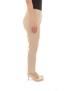 Gaia Life pantaloni in gabardina di viscosa stretch da donna sabbia