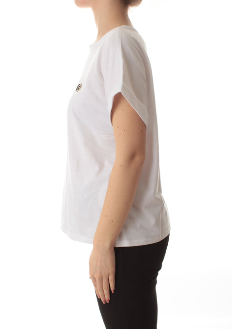 Twinset T-shirt con accessorio Oval T da donna bianco ottico
