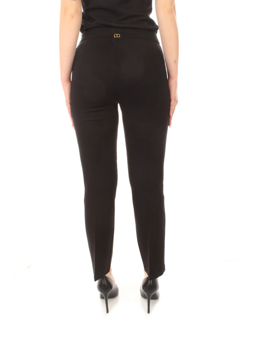 Twinset pantaloni flare con fibbia Oval T da donna nero