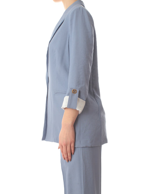 Twinset giacca blazer da donna azzurro polvere