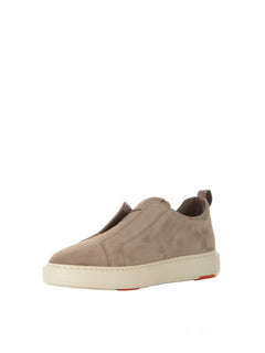 Santoni sneaker slip-on da uomo in suede brown