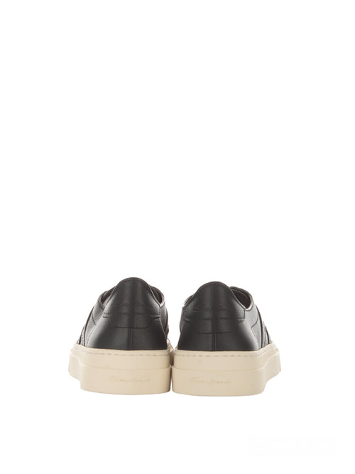 Santoni double buckle sneaker da uomo in pelle blue