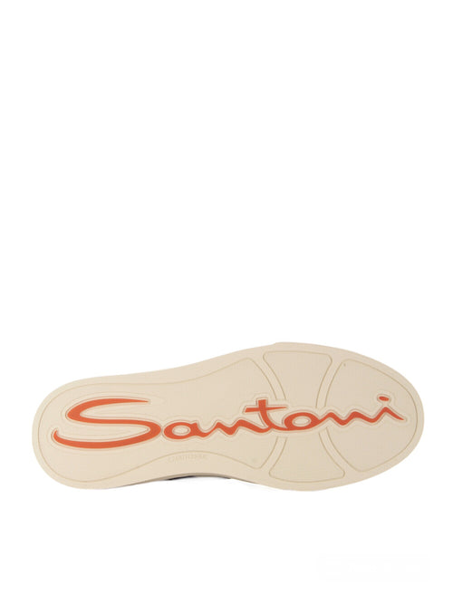 Santoni double buckle sneaker da uomo in pelle blue