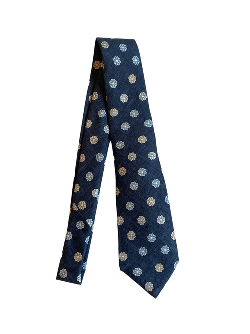 Kiton cravatta in seta blu da uomo