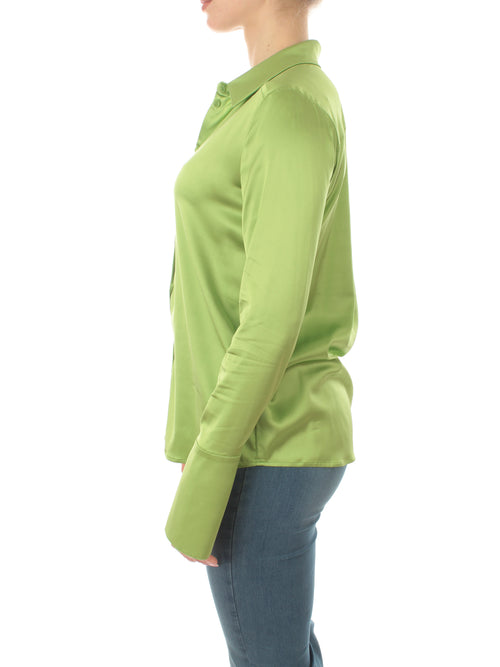 Patrizia Pepe camicia maschile in raso da donna kiwi green