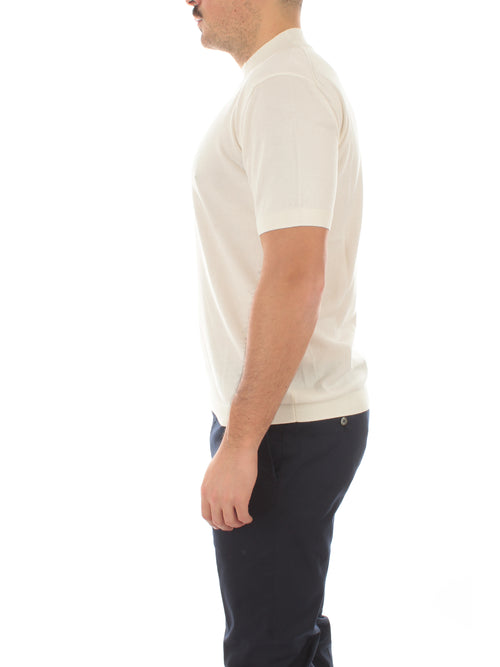 Tagliatore t-shirt lupetto a manica corta in cotone da uomo bianco