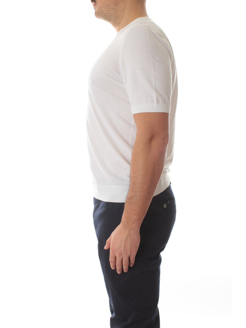 Tagliatore T-shirt girocollo a manica corta in cotone da uomo bianco