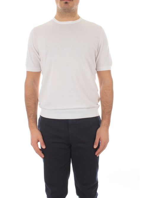 Tagliatore T-shirt girocollo a manica corta in cotone da uomo bianco