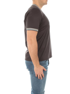 Bruto t-shirt girocollo con bordi a contrasto da uomo antracite
